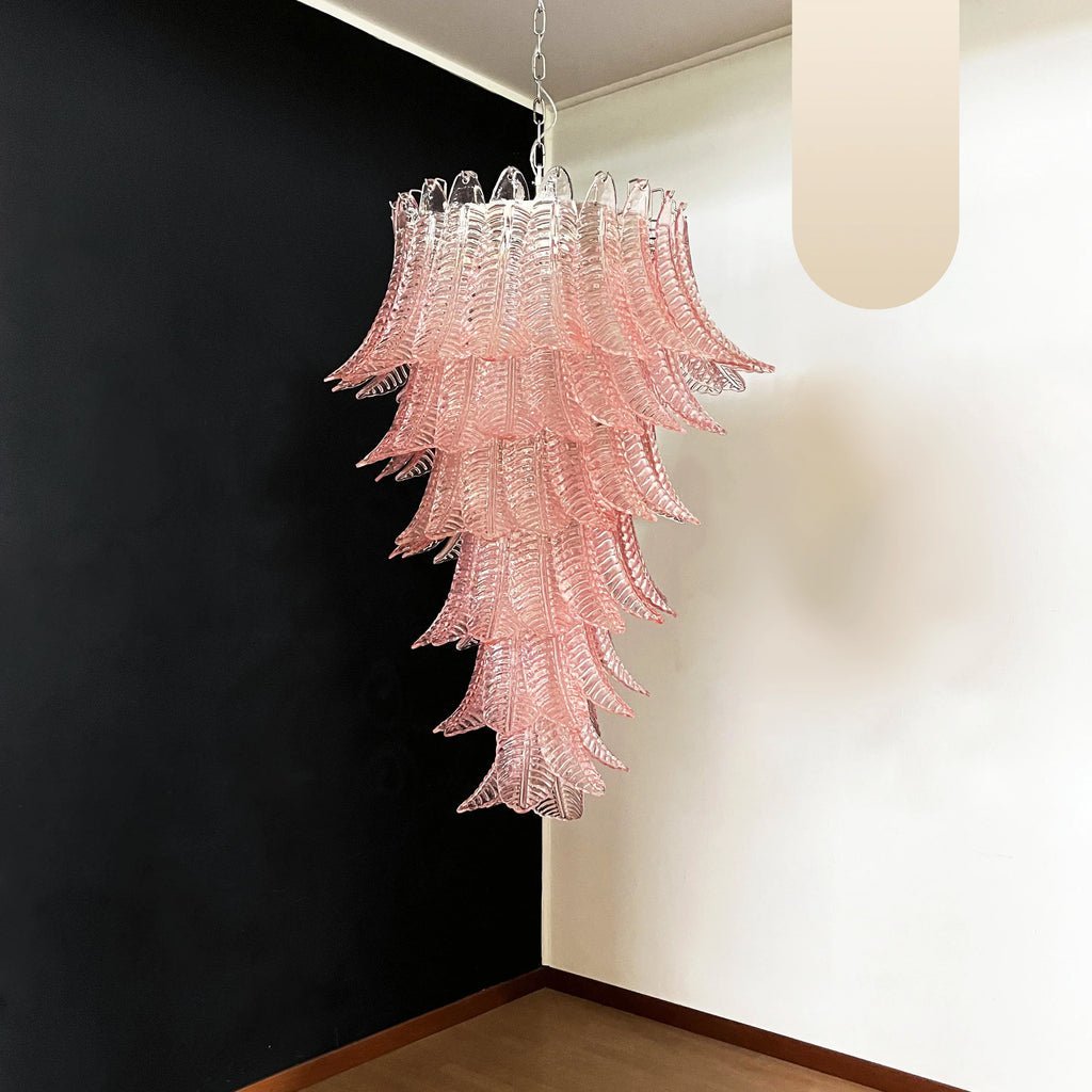 Murano Pink Felch Spiral Chandelier product image