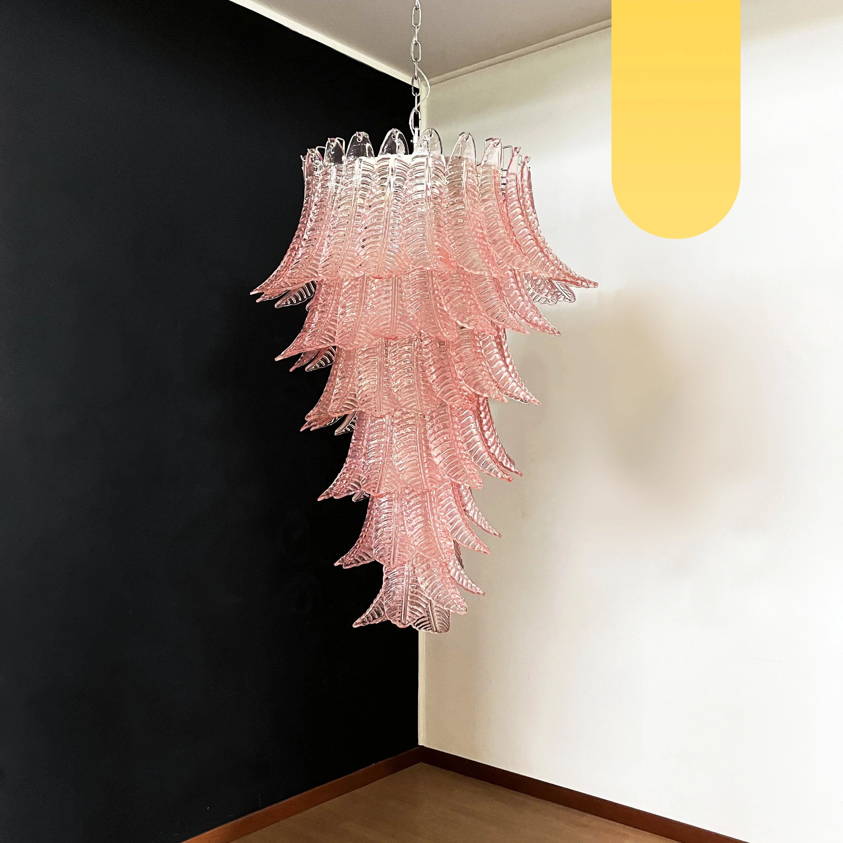 Murano Pink Felch Spiral Chandelier product image
