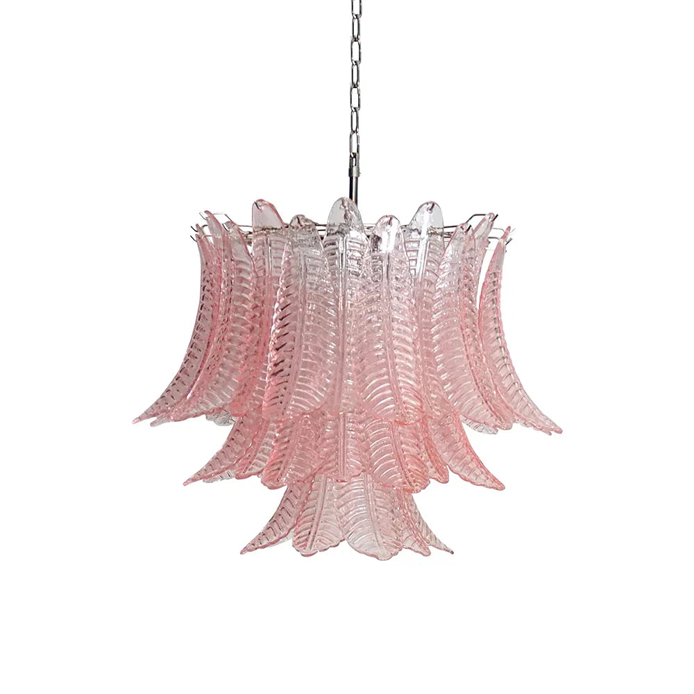 Murano Pink Ferns Glass Chandelier by Bling Lighting Studio