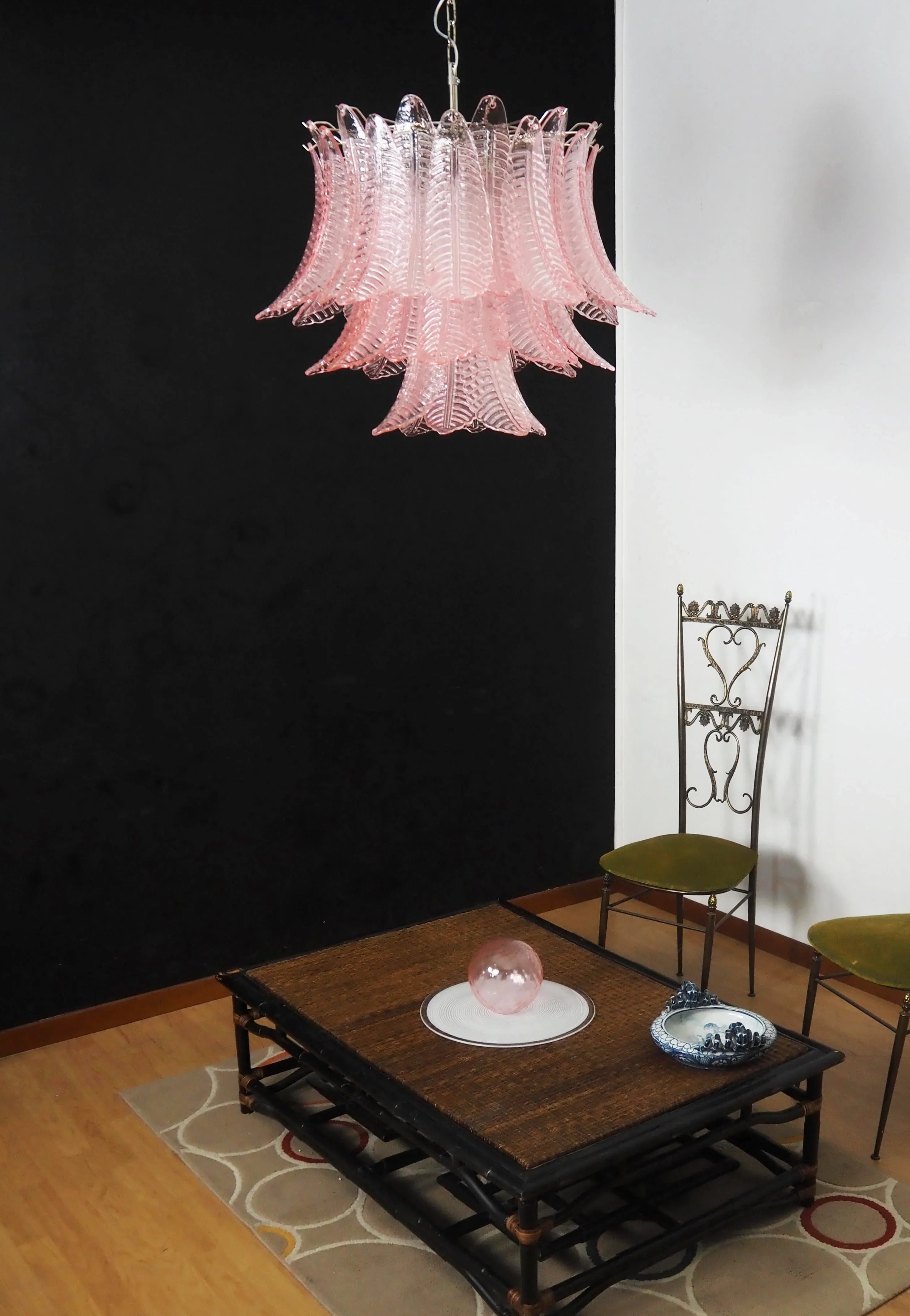 Murano Pink Ferns Glass Chandelier product image