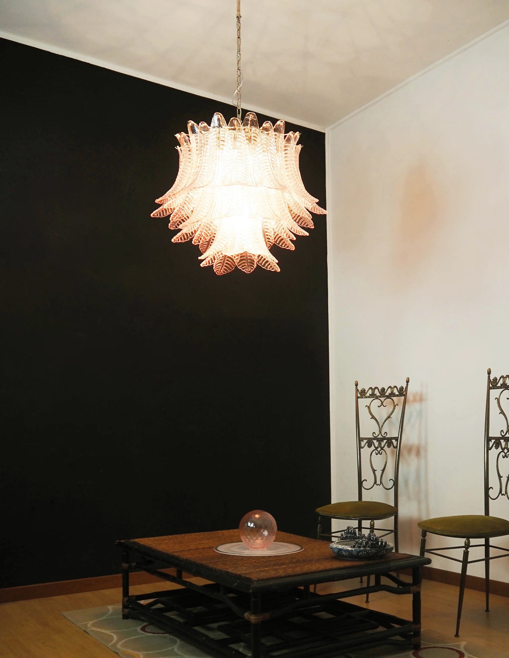 Murano Pink Ferns Glass Chandelier product image