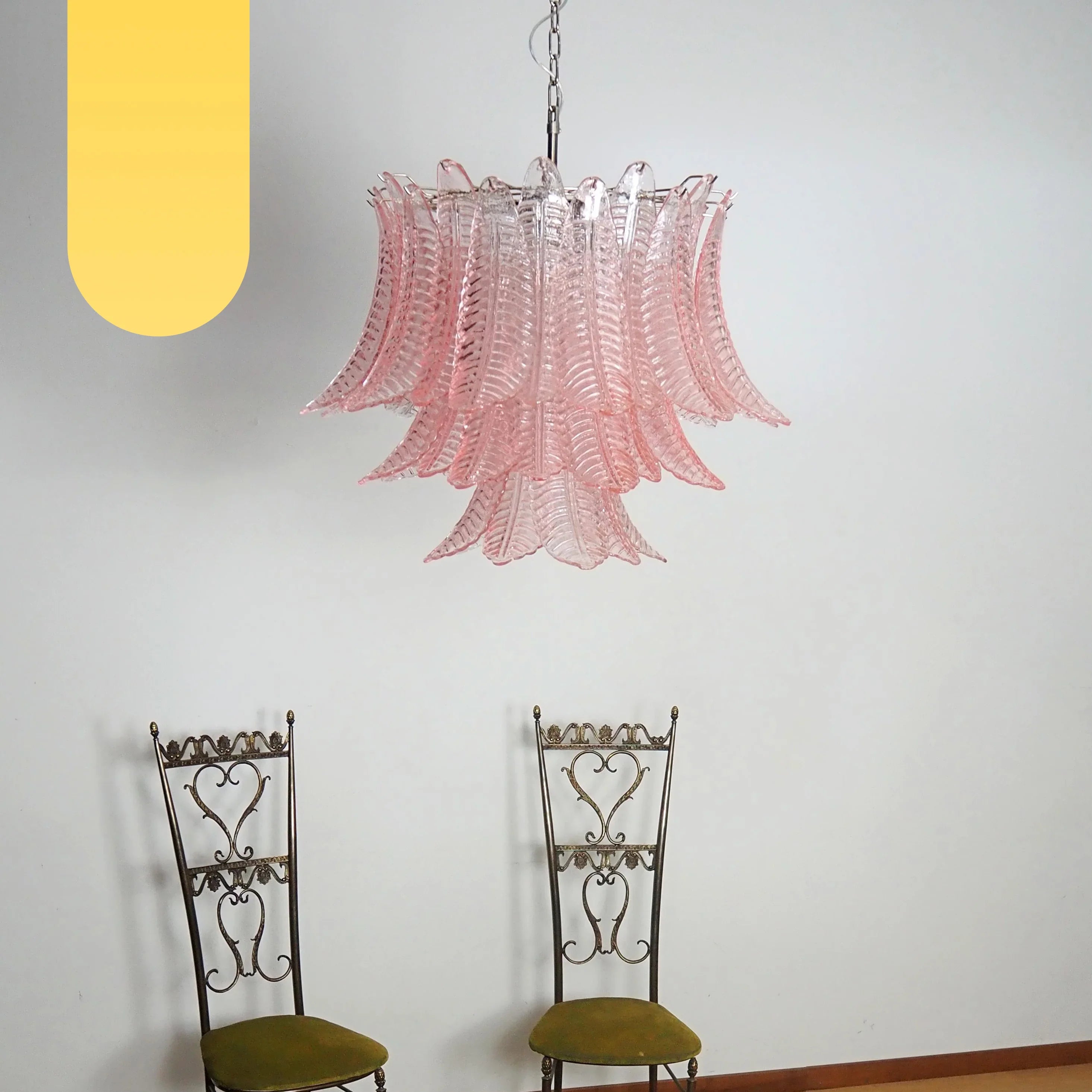 Murano Pink Ferns Glass Chandelier product image