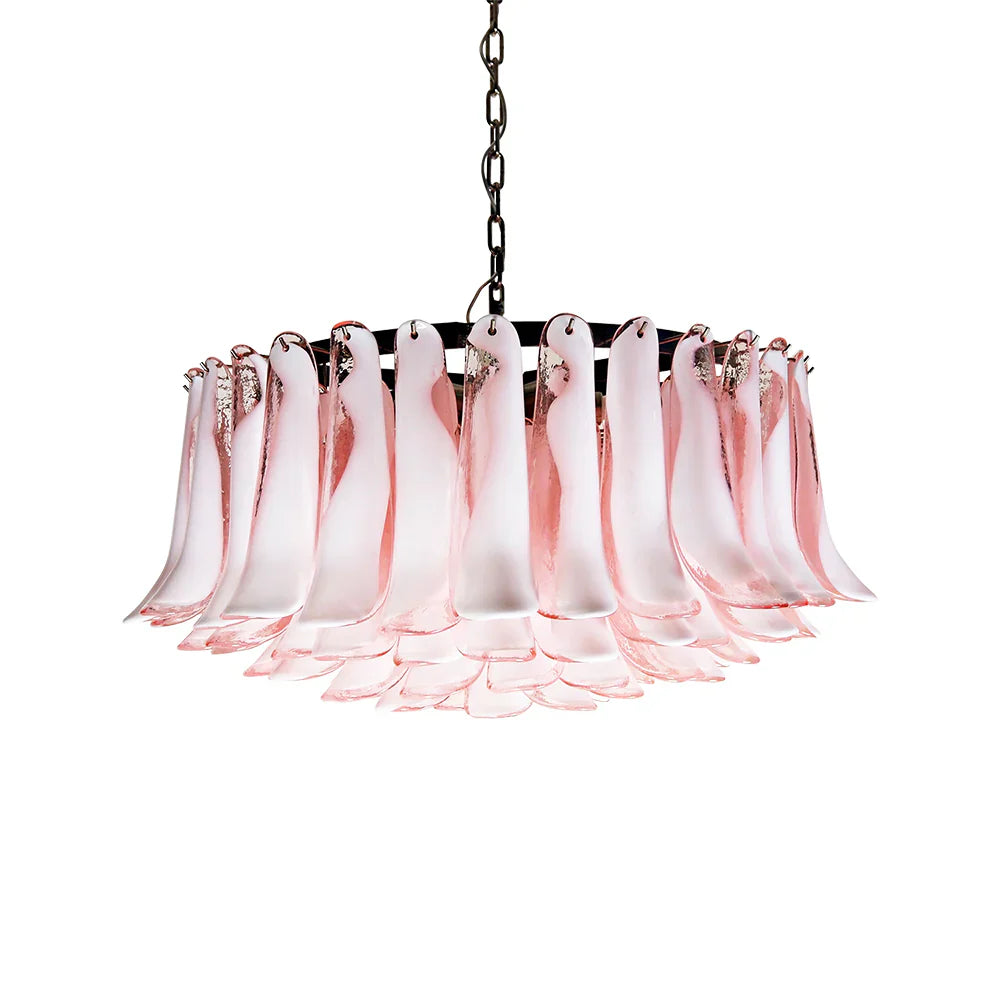 Murano Pink Glass Petal Chandelier by Bling Lighting Studio