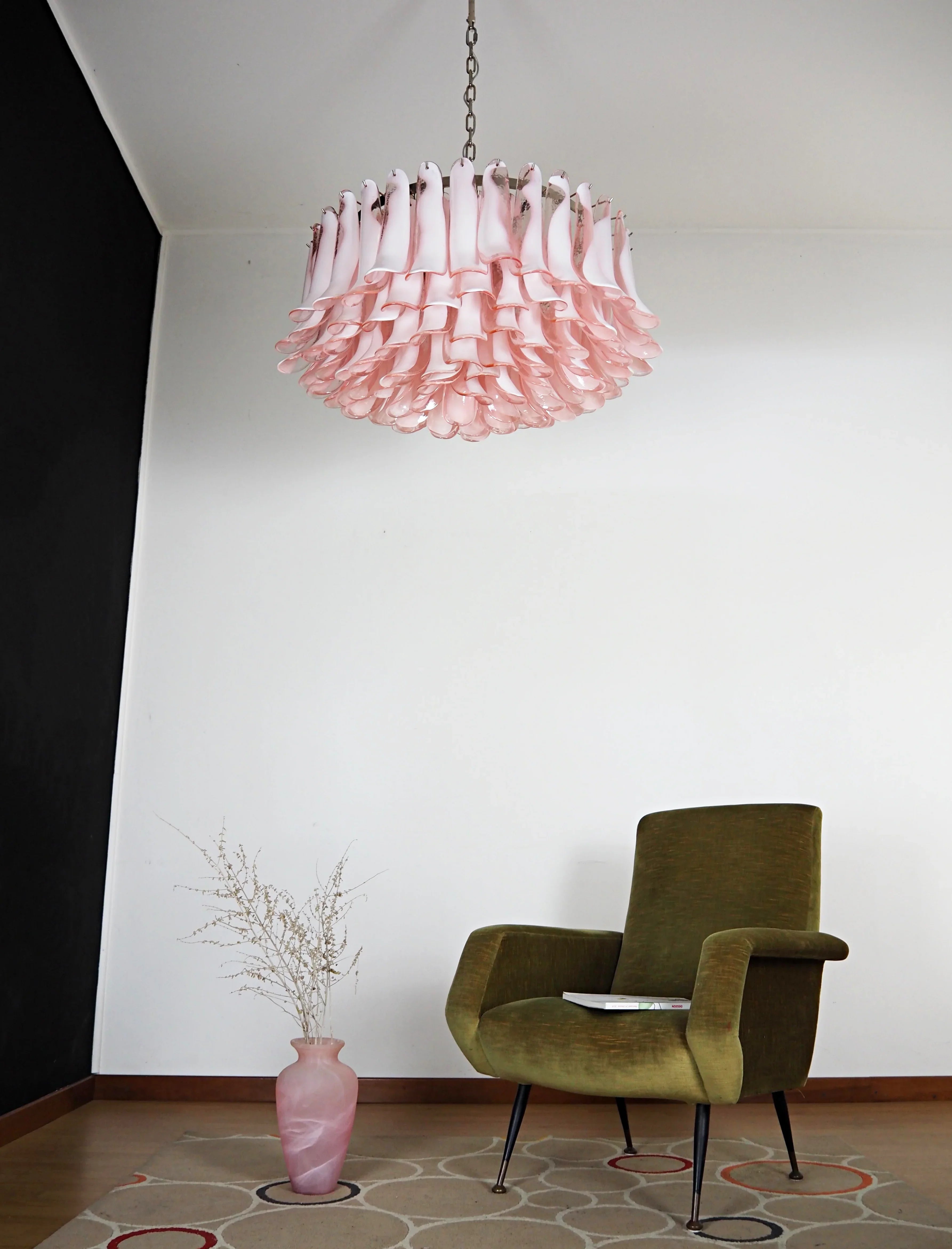 Murano Pink Glass Petal Chandelier product image