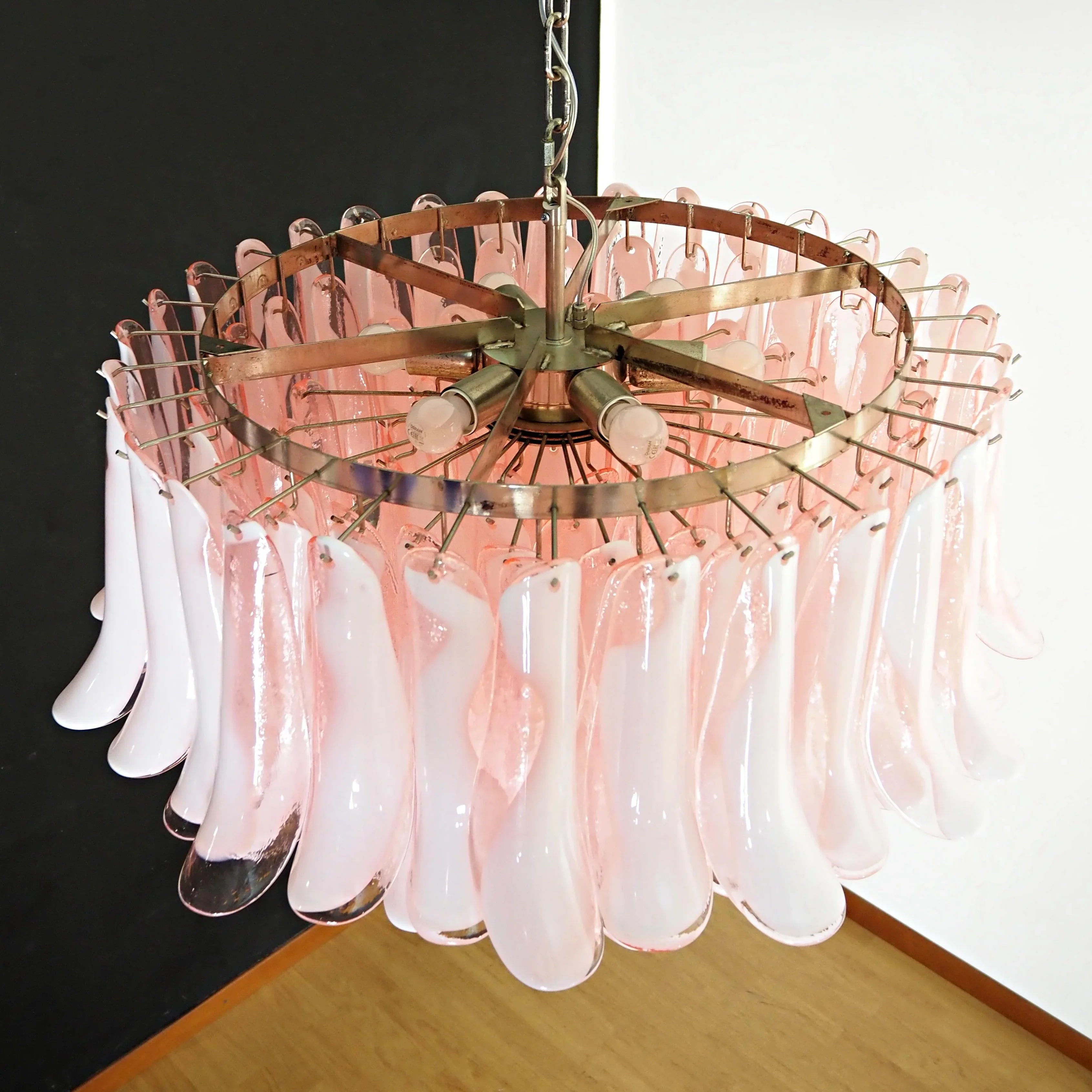 Murano Pink Glass Petal Chandelier product image