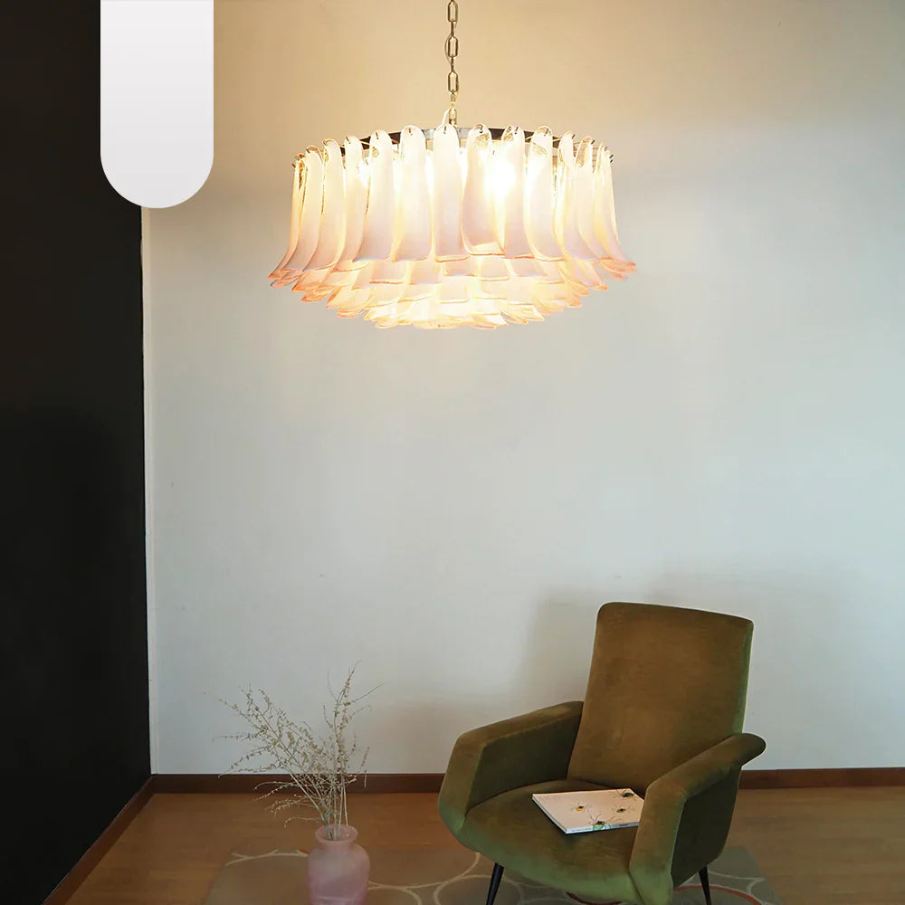 Murano Pink Glass Petal Chandelier product image
