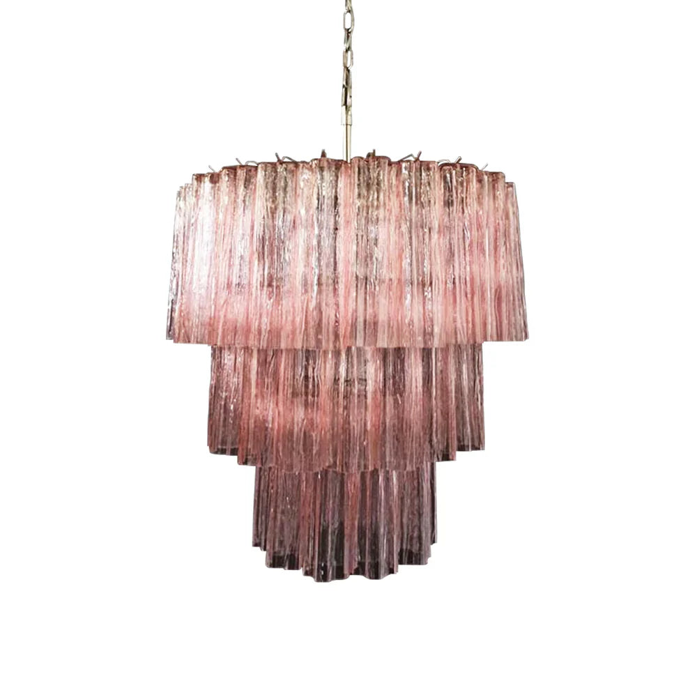 Murano Pink Glass Tube Chandelier product image