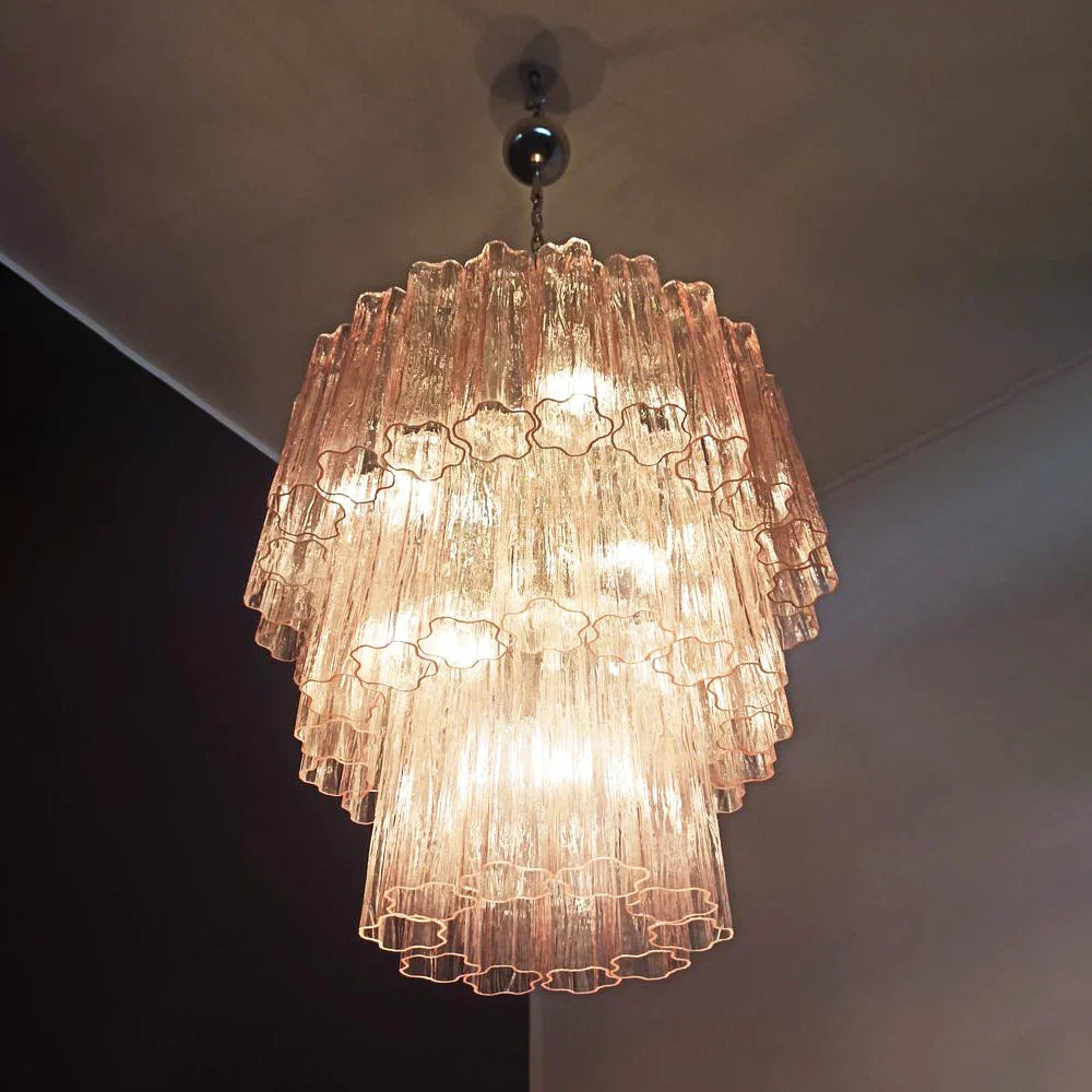Murano Pink Glass Tube Chandelier product image