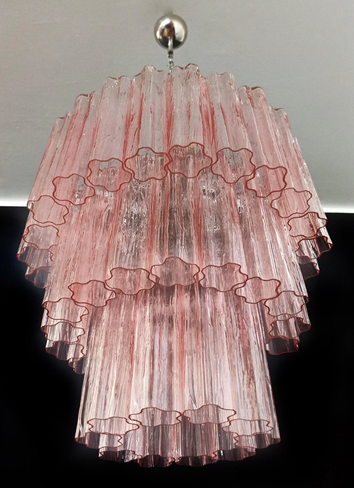 Murano Pink Glass Tube Chandelier product image