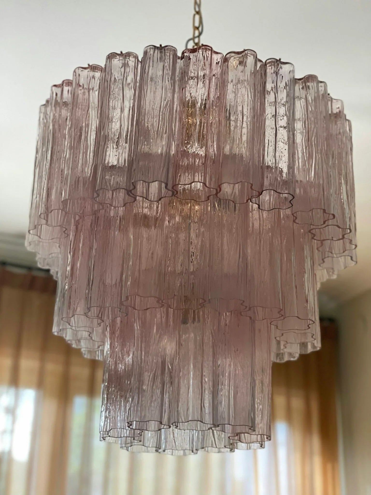 Murano Pink Glass Tube Chandelier product image