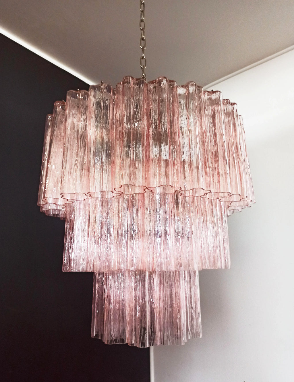 Murano Pink Glass Tube Chandelier product image