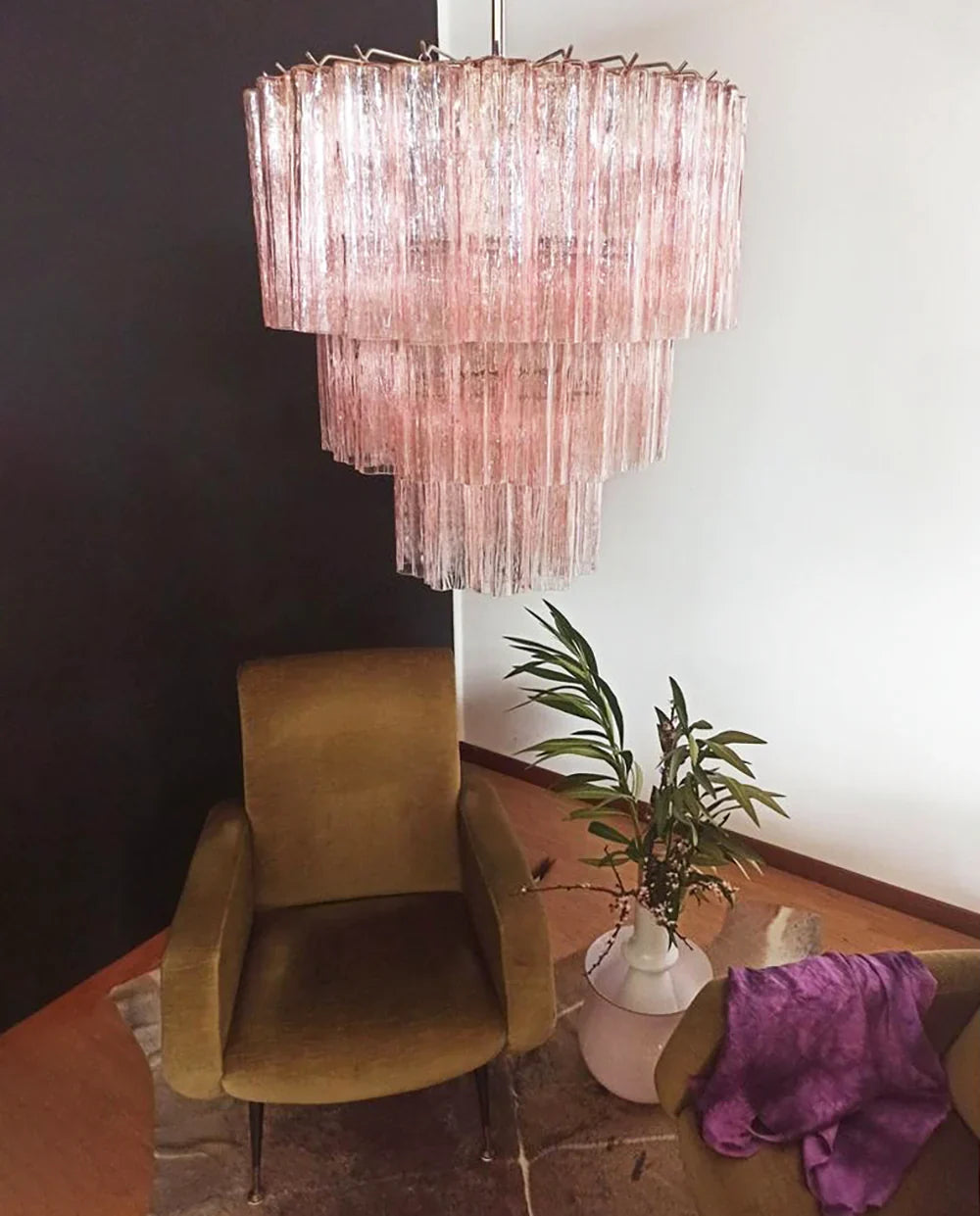 Murano Pink Glass Tube Chandelier product image