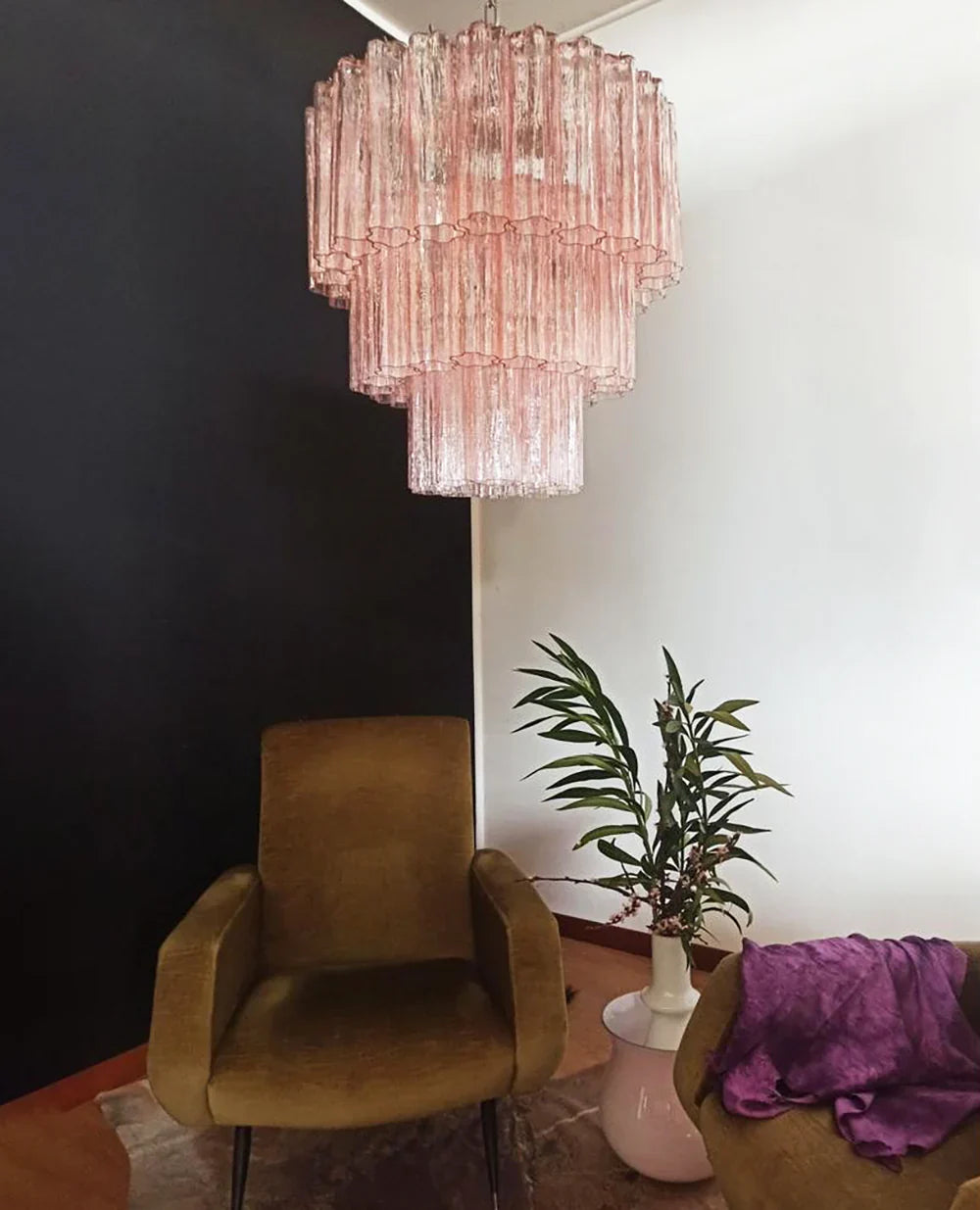 Murano Pink Glass Tube Chandelier product image