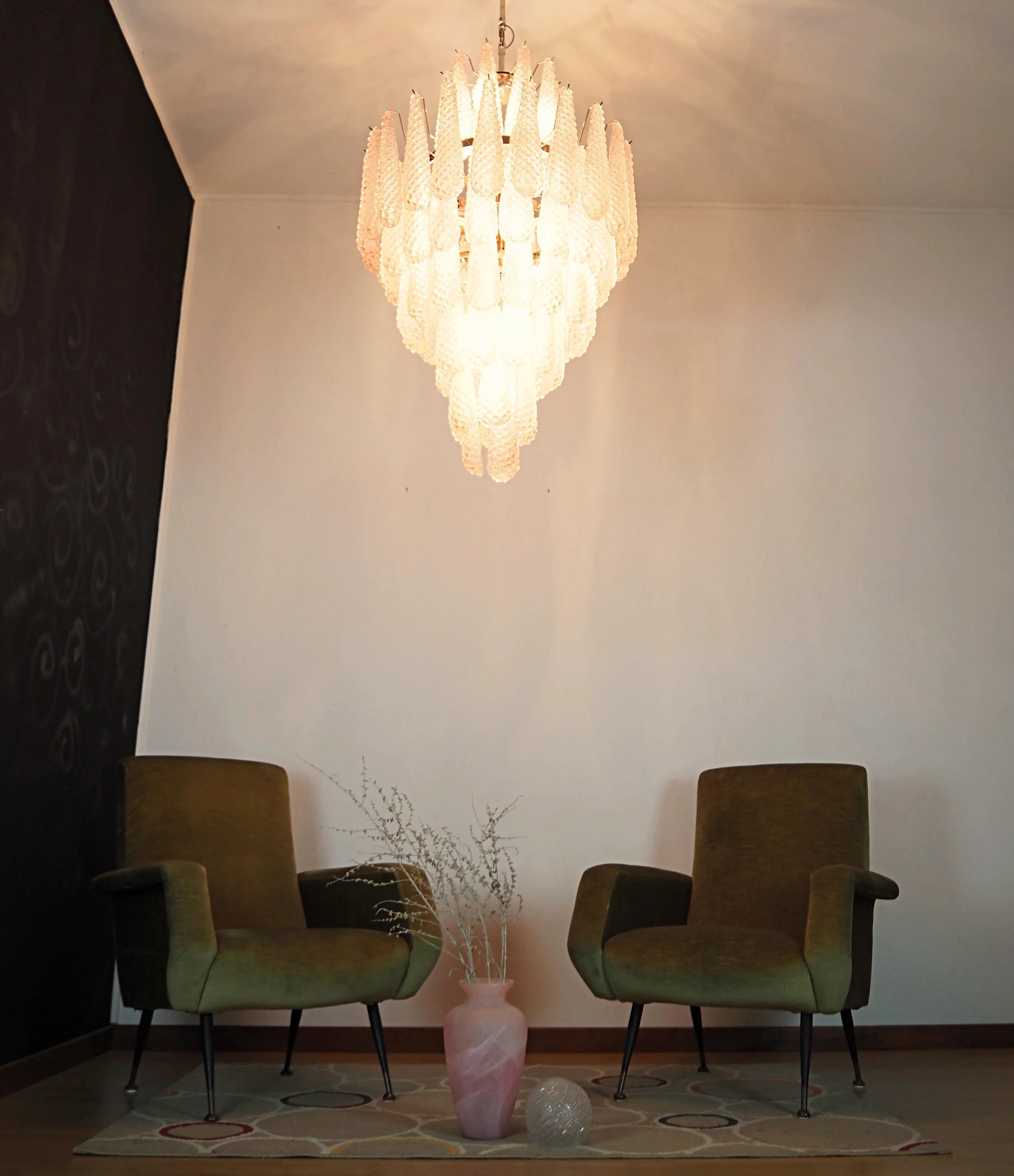 Murano Pink Petals Glass Chandelier additional product view