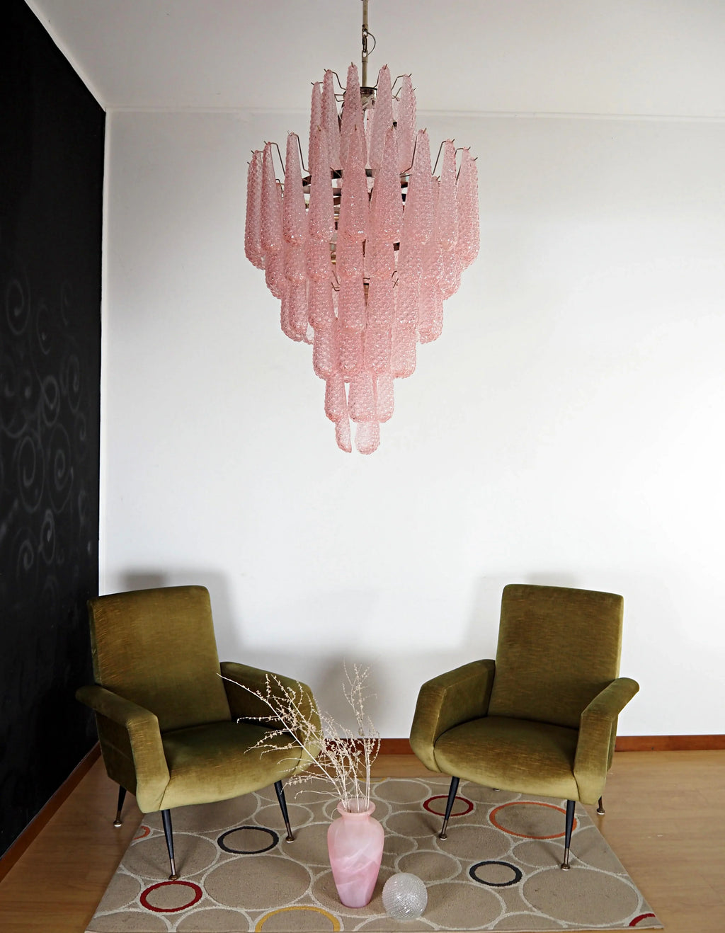 Murano Pink Petals Glass Chandelier product image