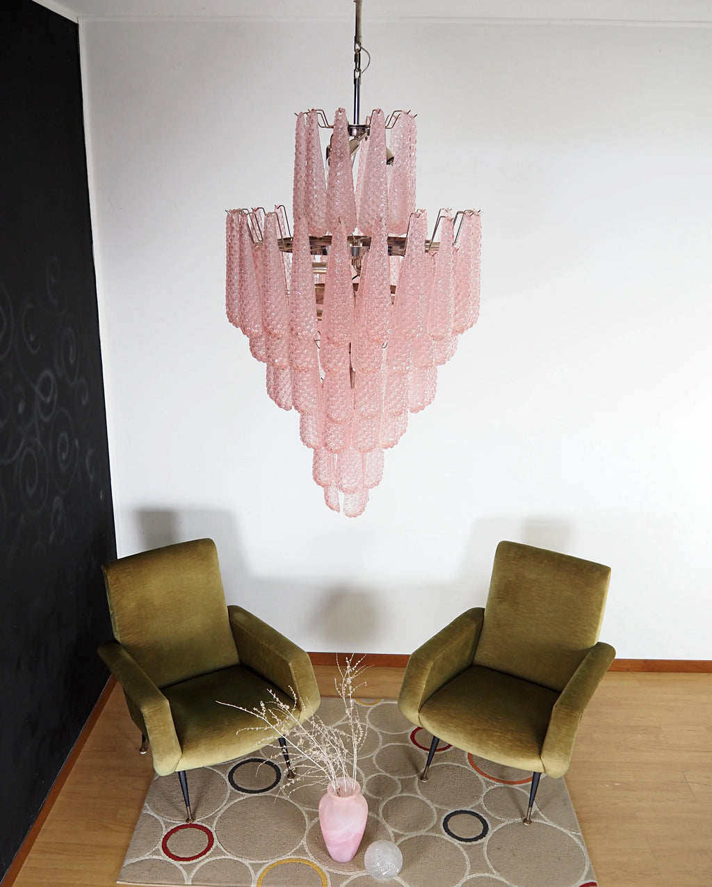 Murano Pink Petals Glass Chandelier material and finish detail