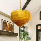 Murano Prisms Amber Chandelier detail view