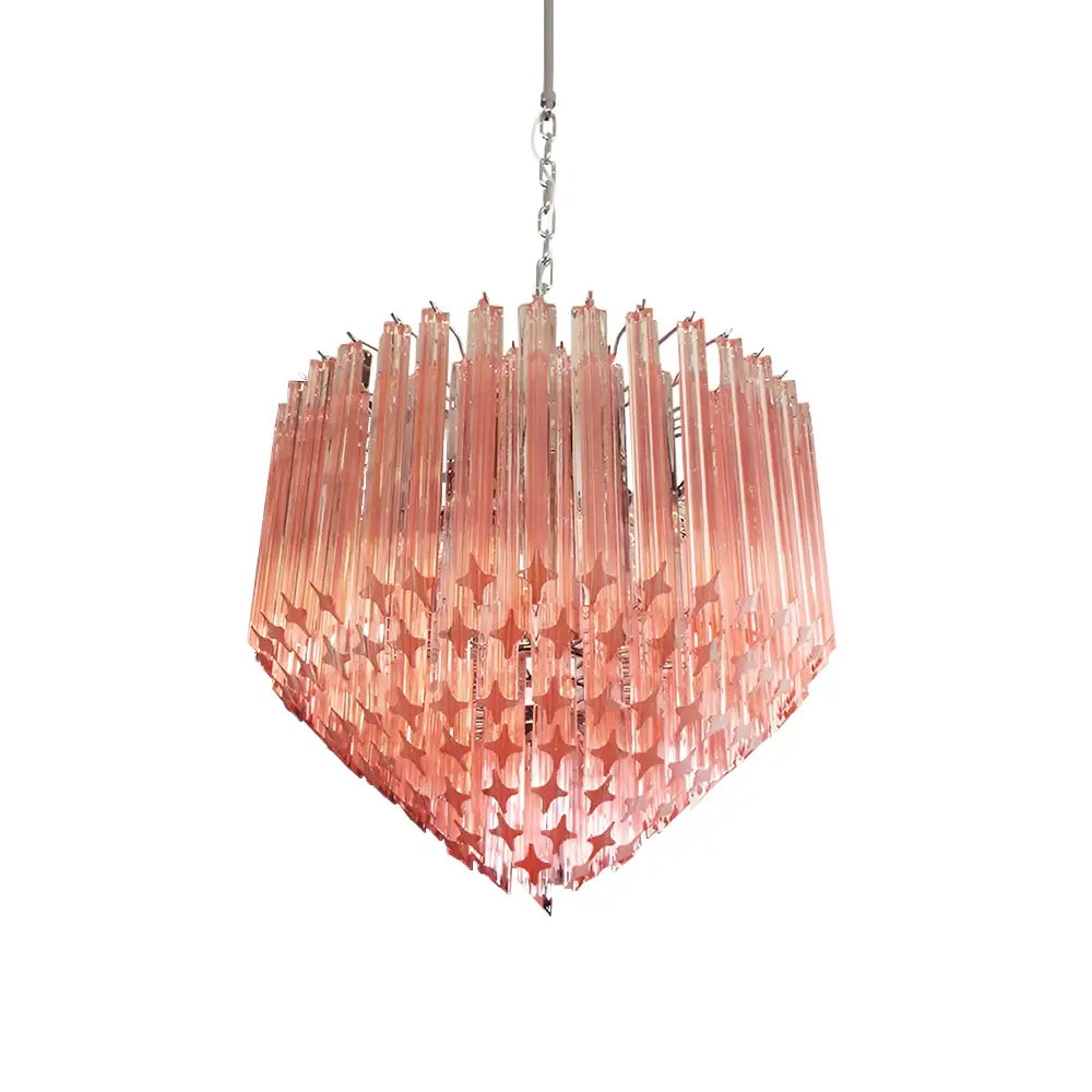 Murano Quadriedri Prisms Pink Chandelier by Bling Lighting Studio
