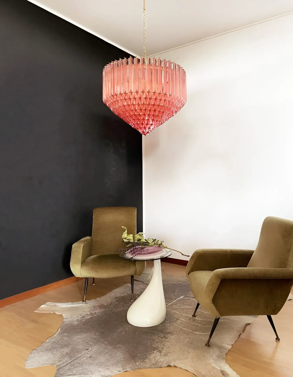 Murano Quadriedri Prisms Pink Chandelier additional product view