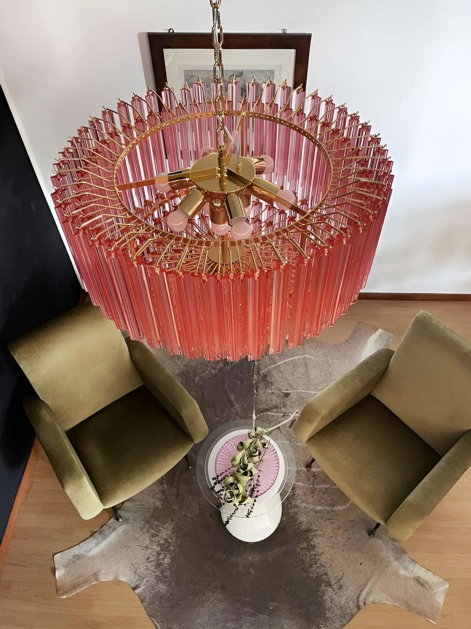 Murano Quadriedri Prisms Pink Chandelier product image