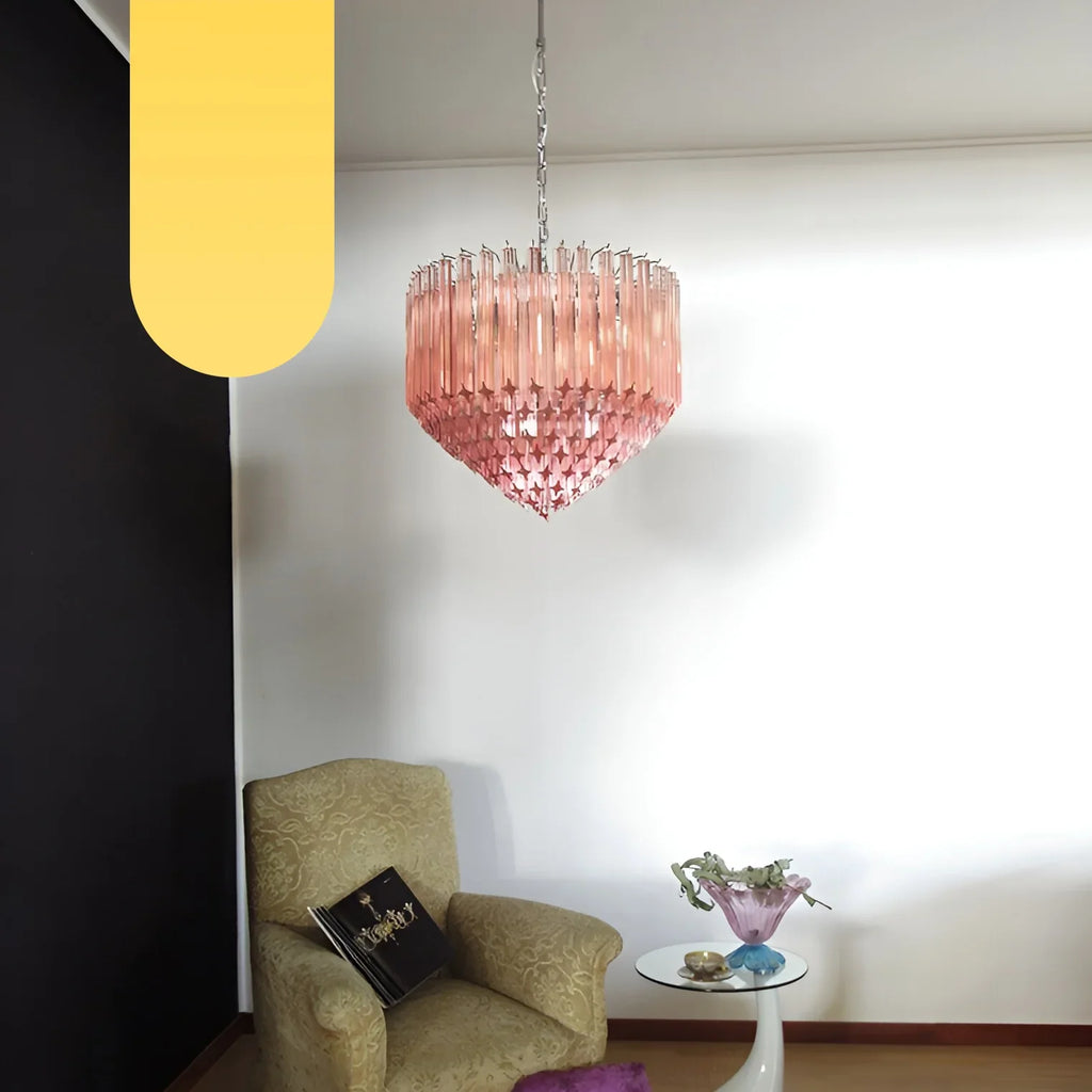 Murano Quadriedri Prisms Pink Chandelier product image