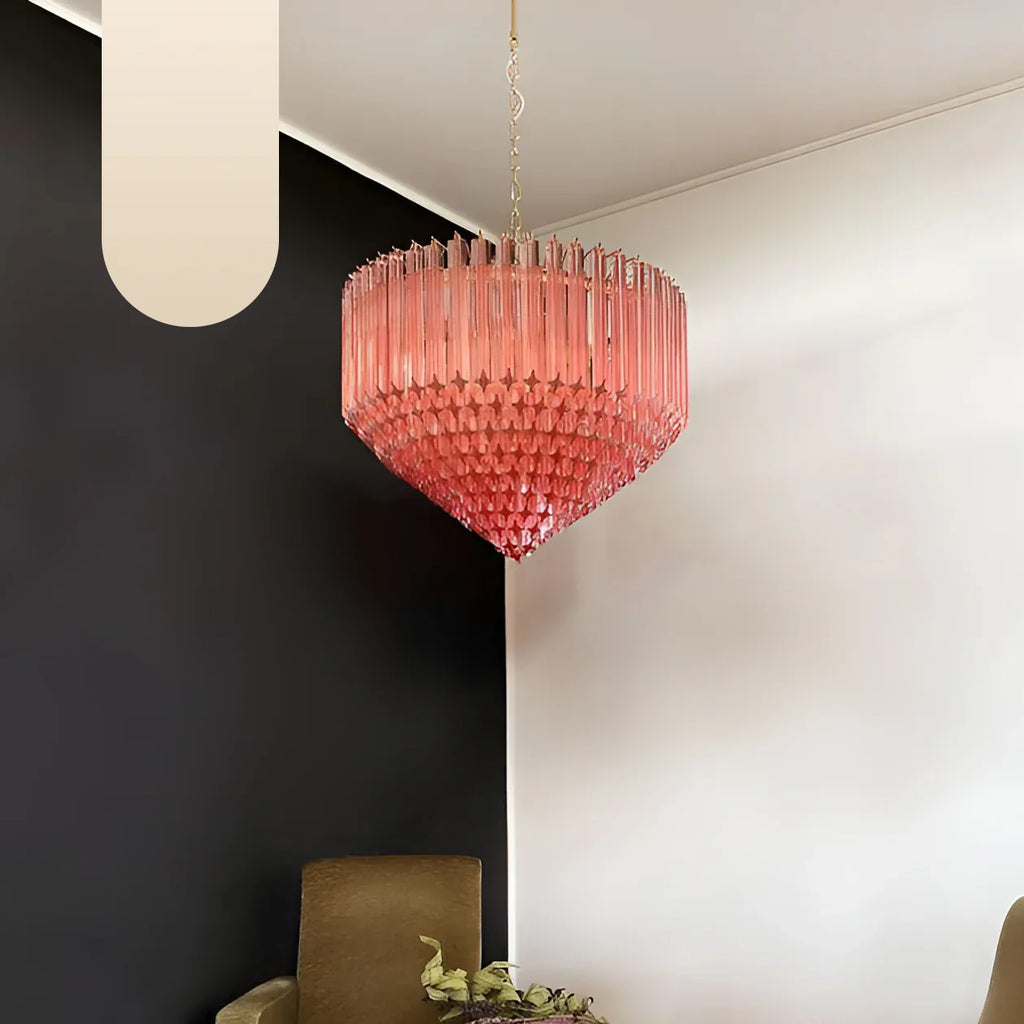 Murano Quadriedri Prisms Pink Chandelier product image