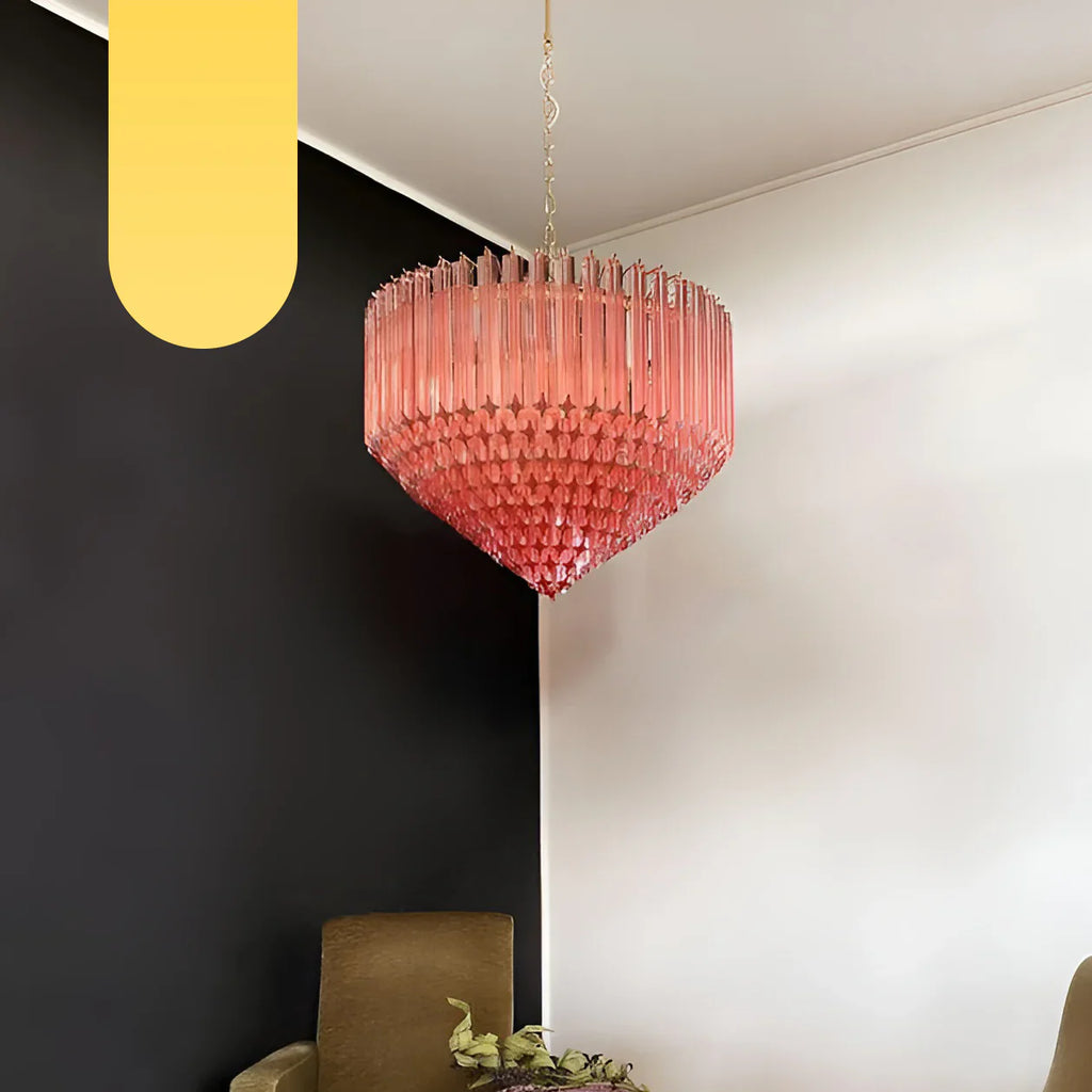 Murano Quadriedri Prisms Pink Chandelier product image