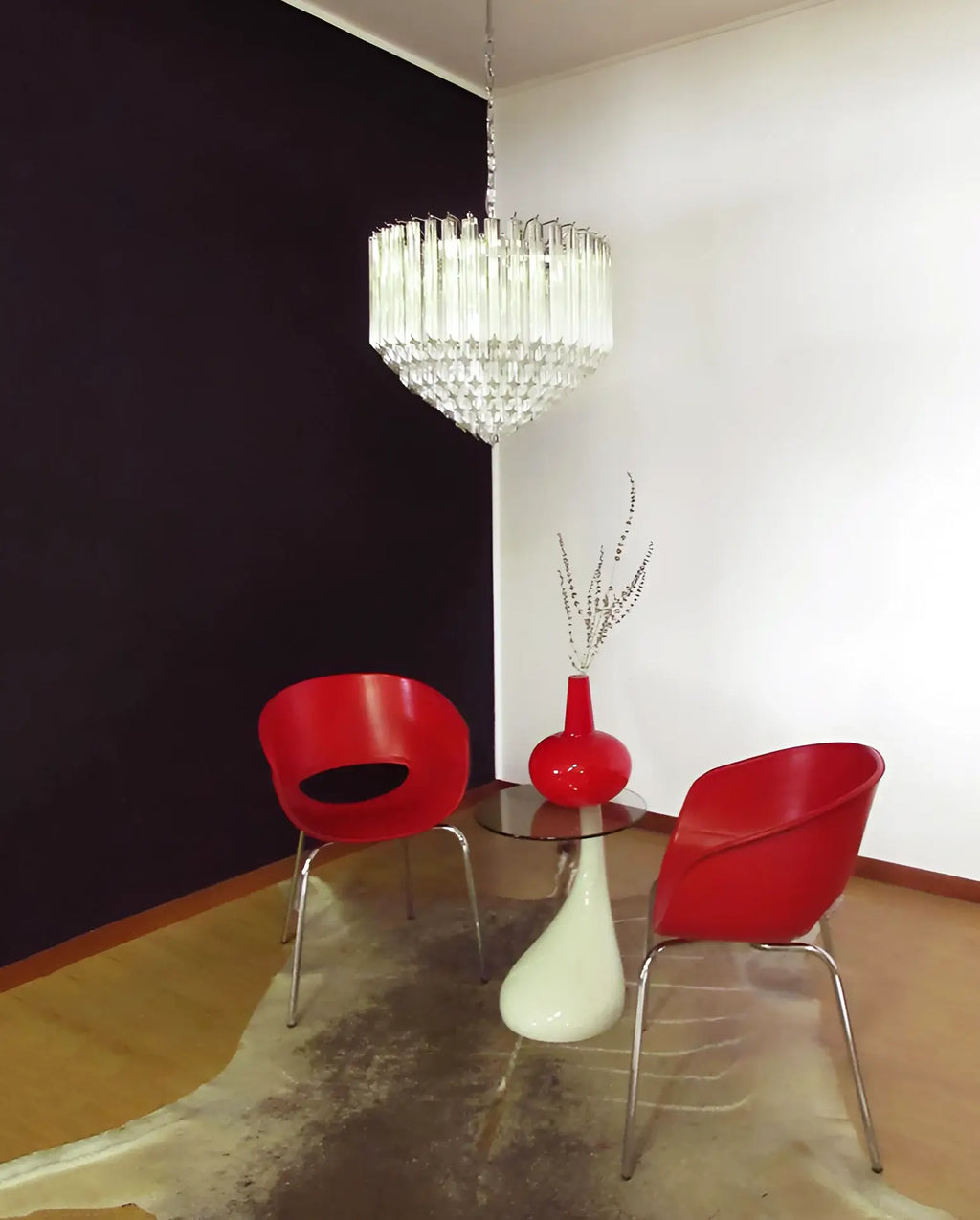 Murano Quadriedri Prisms Transparent Chandelier material and finish detail