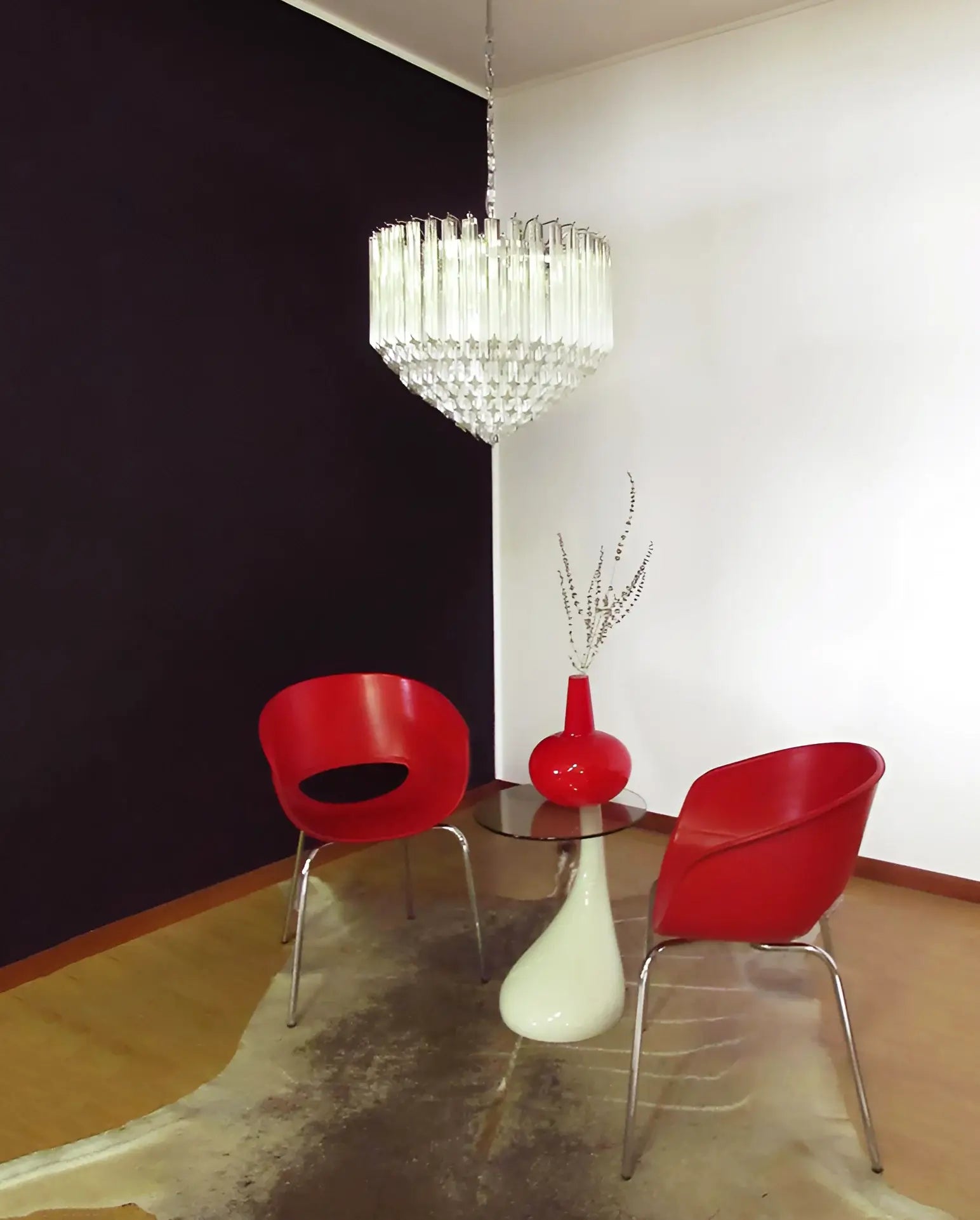 Murano Quadriedri Prisms Transparent Chandelier material and finish detail