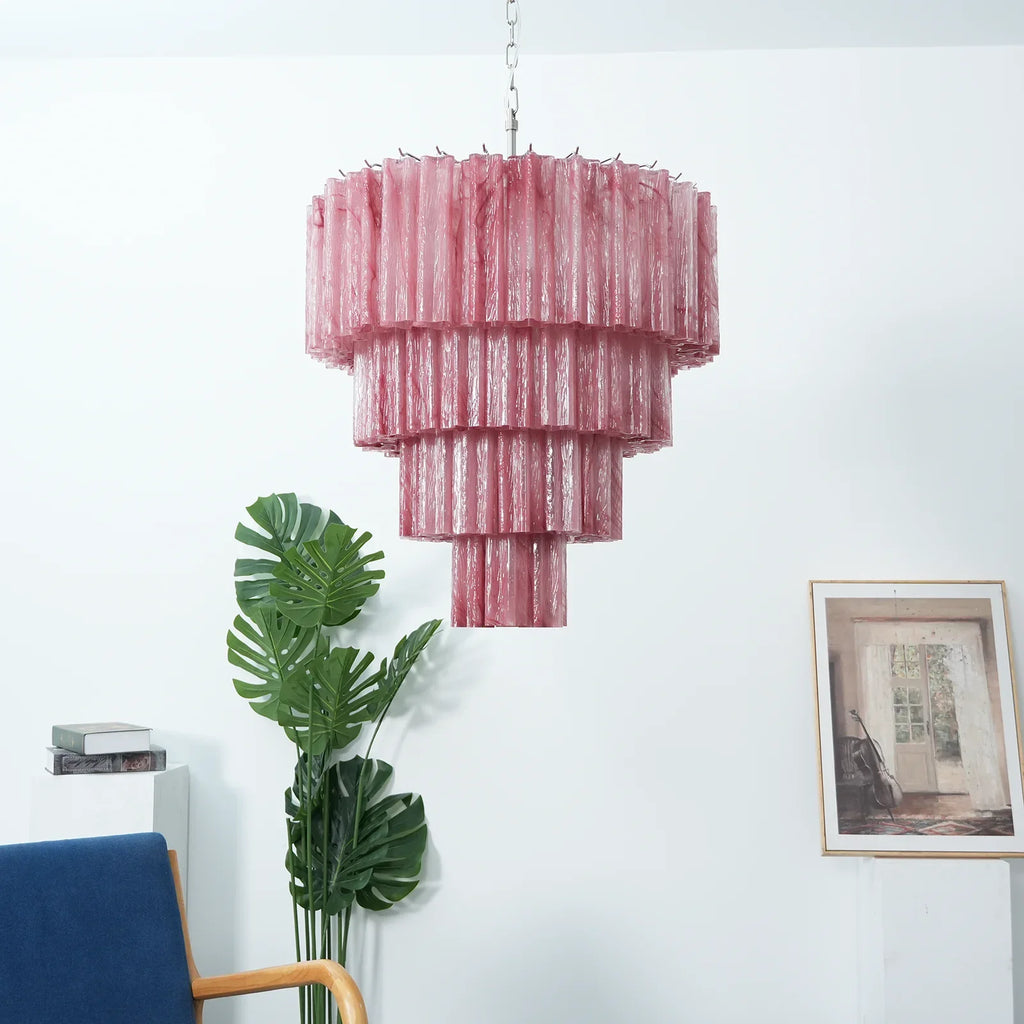 Murano Red Glass Tubes Chandelier product image