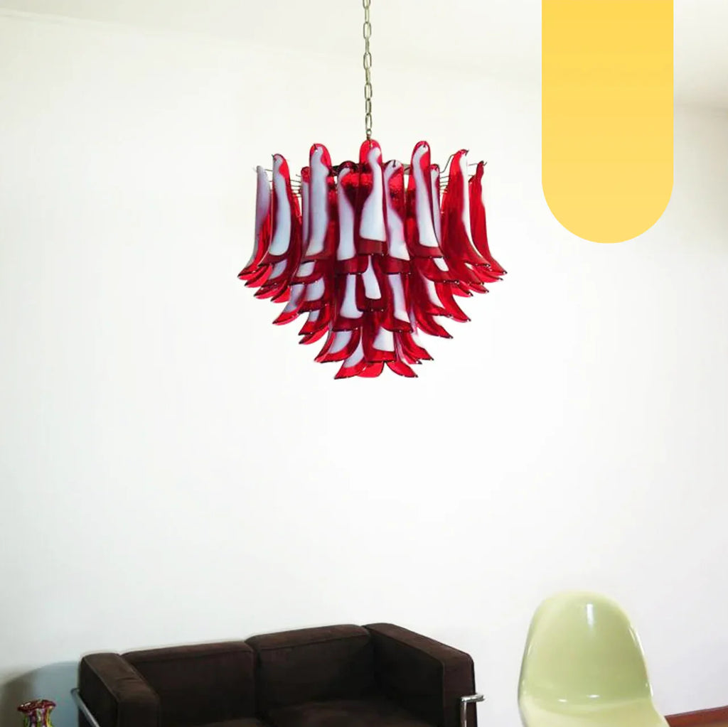 Vintage Red Glass Murano Petals Chandelier product image