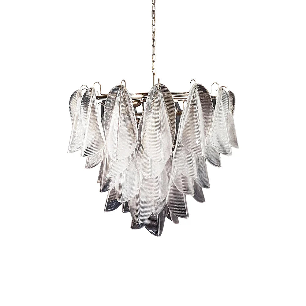 Murano Glass Leaves Transparent Chandelier by Bling Lighting Studio