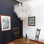 Murano Glass Leaves Transparent Chandelier detail view