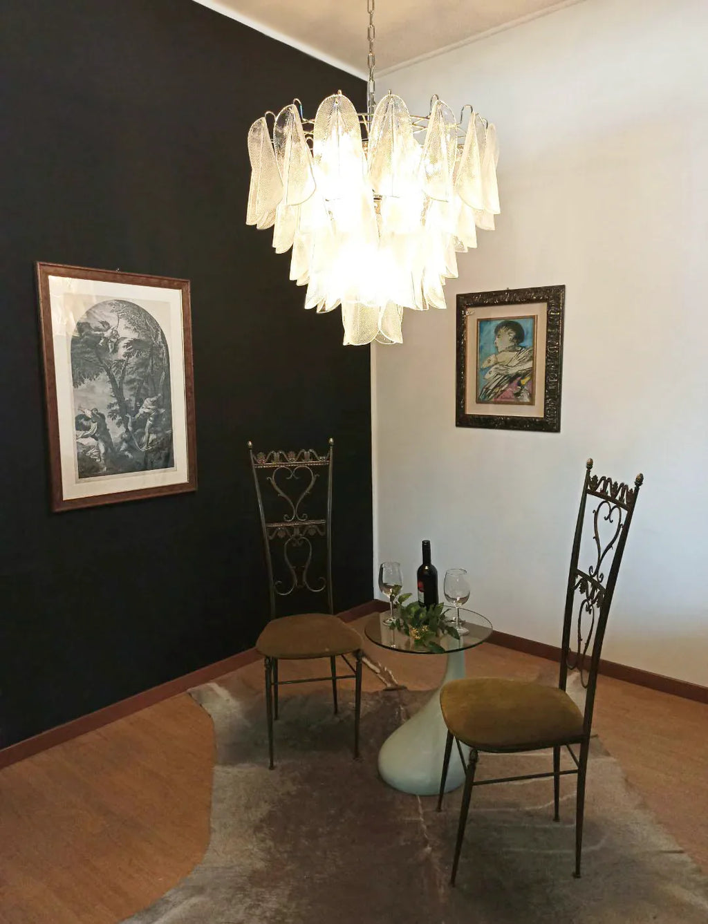 Murano Glass Leaves Transparent Chandelier additional product view