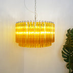 Murano Round Prisms Amber Chandelier detail view