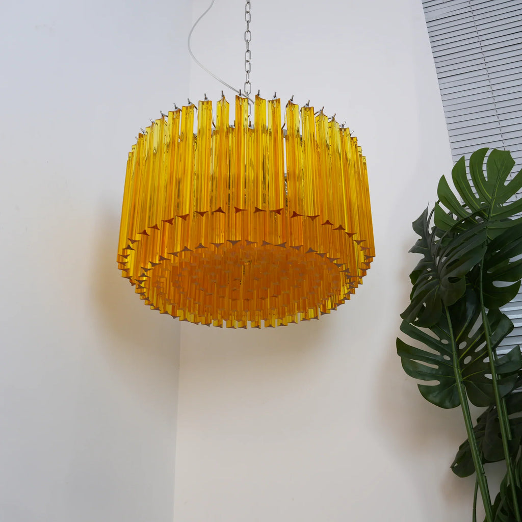 Murano Round Prisms Amber Chandelier material and finish detail
