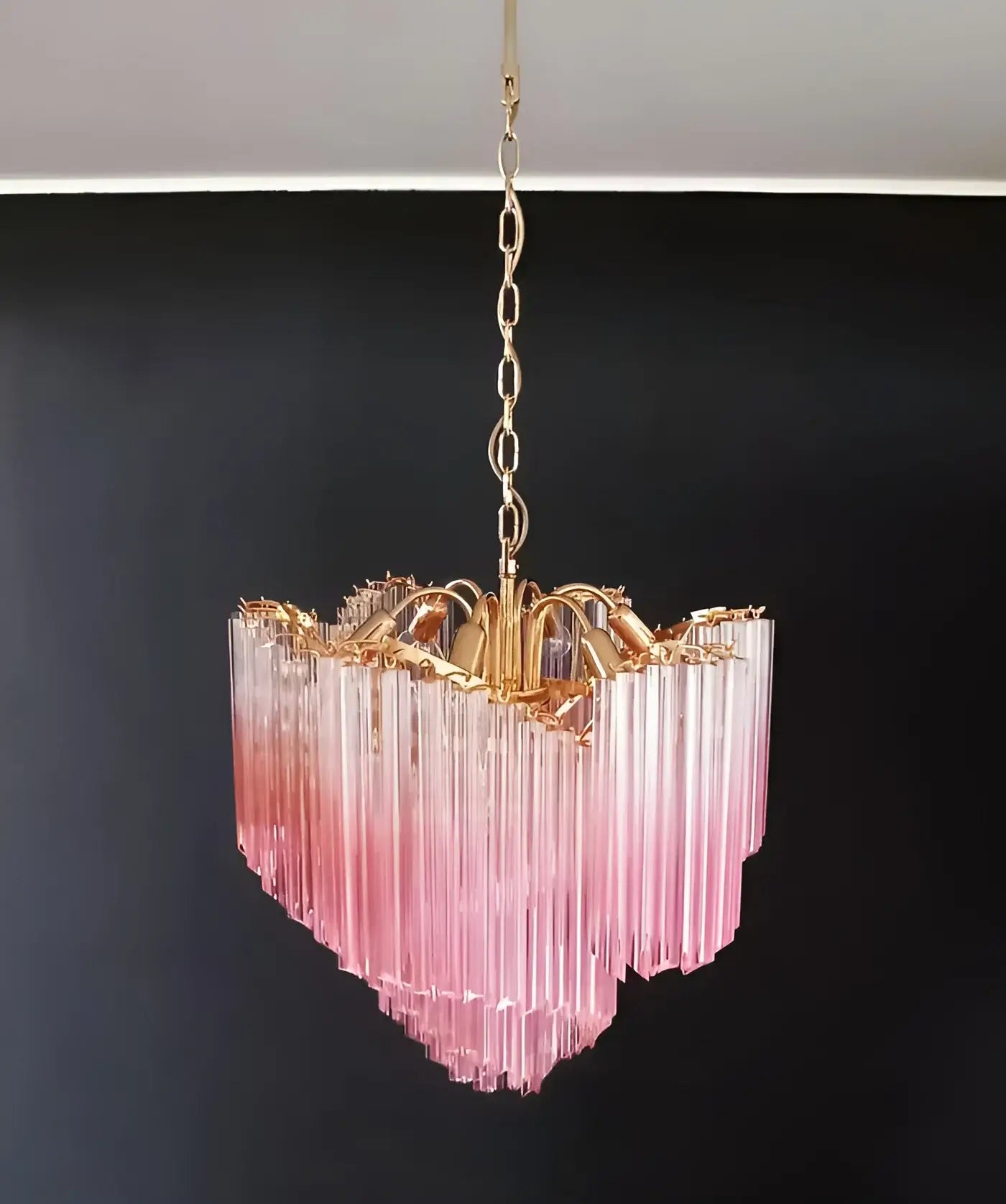Murano Shaded Pink Prism Chandelier additional product view