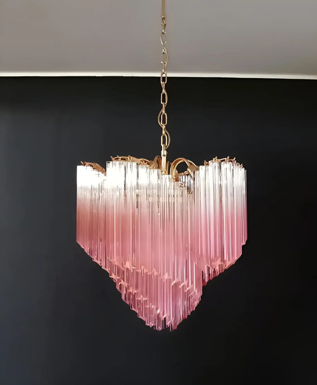 Murano Shaded Pink Prism Chandelier material and finish detail