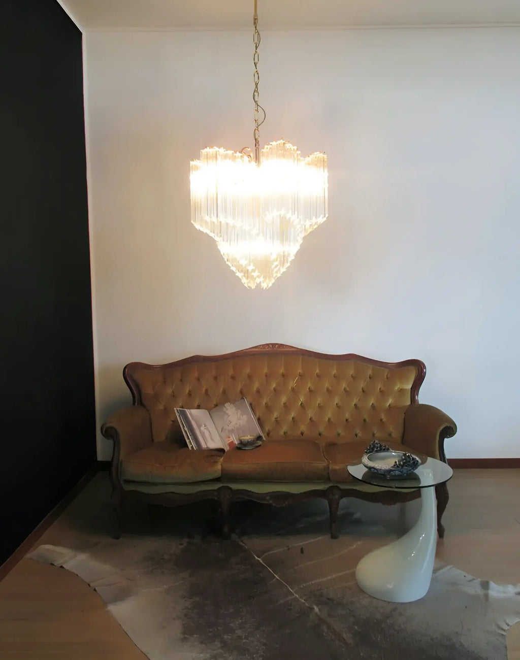 Murano Shaded Trasparent Prism Chandelier material and finish detail