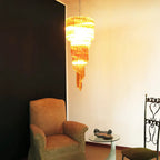 Murano Spiral Amber Prism Glass Chandelier detail view