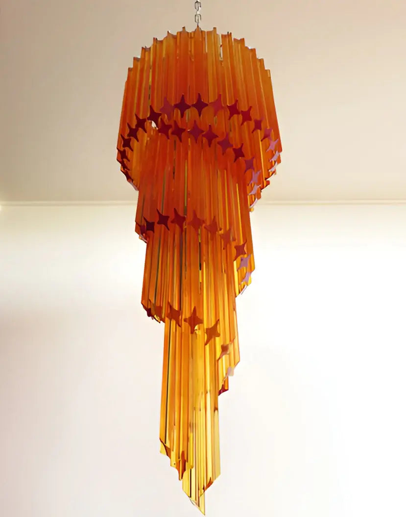 Murano Spiral Amber Prism Glass Chandelier product image