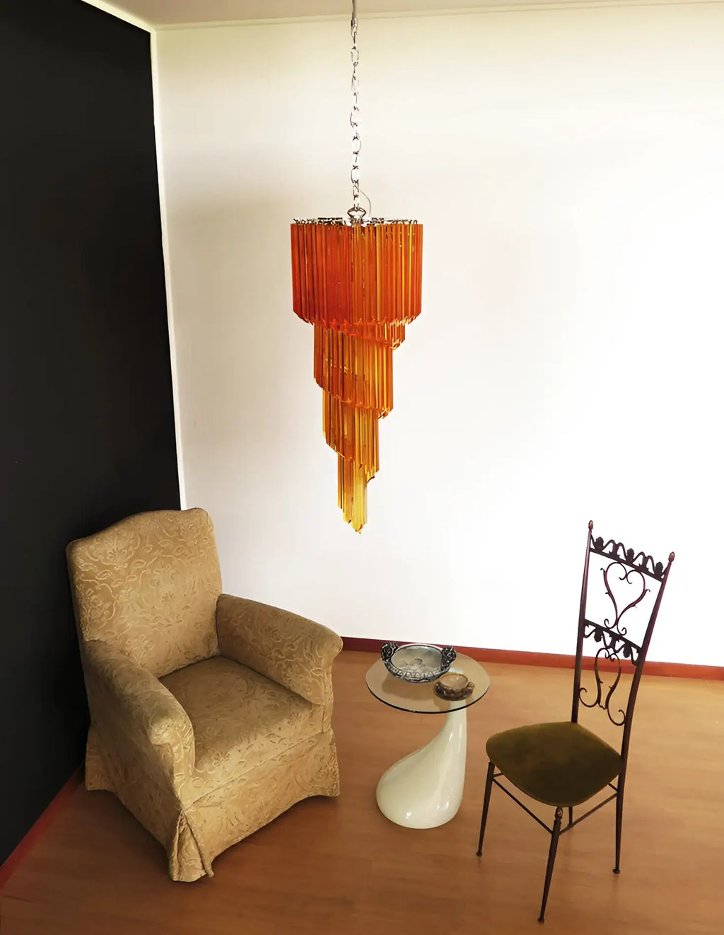 Murano Spiral Amber Prism Glass Chandelier product image