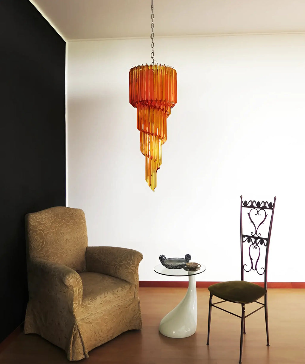 Murano Spiral Amber Prism Glass Chandelier additional product view
