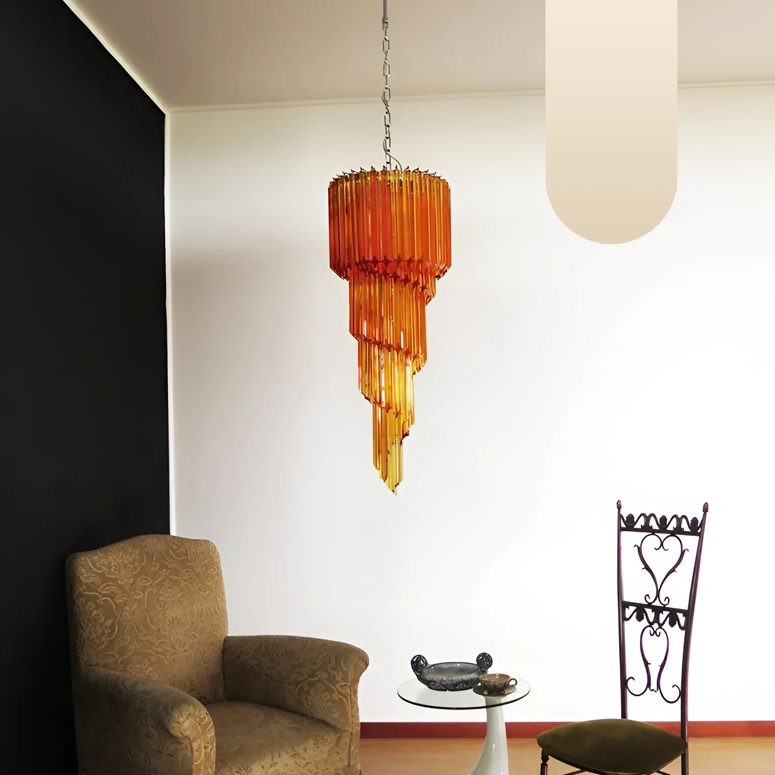 Murano Spiral Amber Prism Glass Chandelier product image