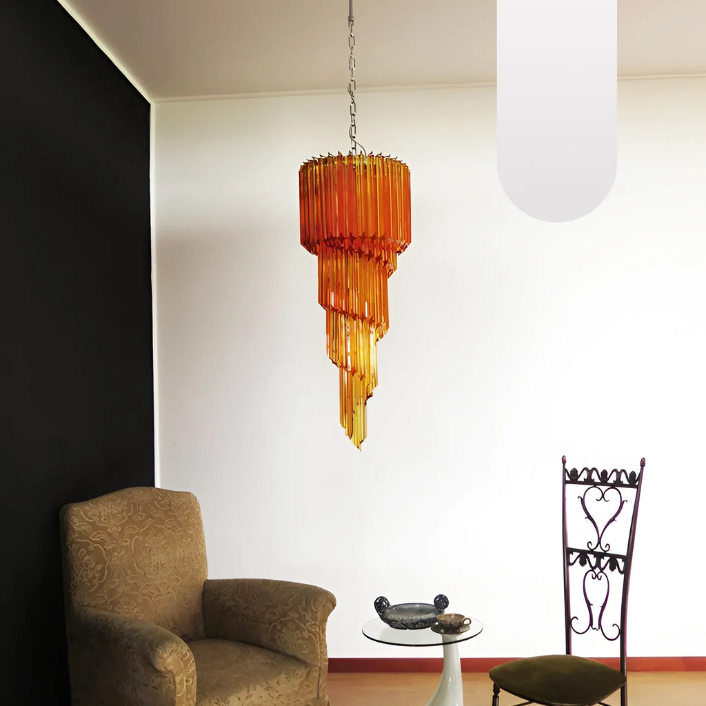 Murano Spiral Amber Prism Glass Chandelier product image