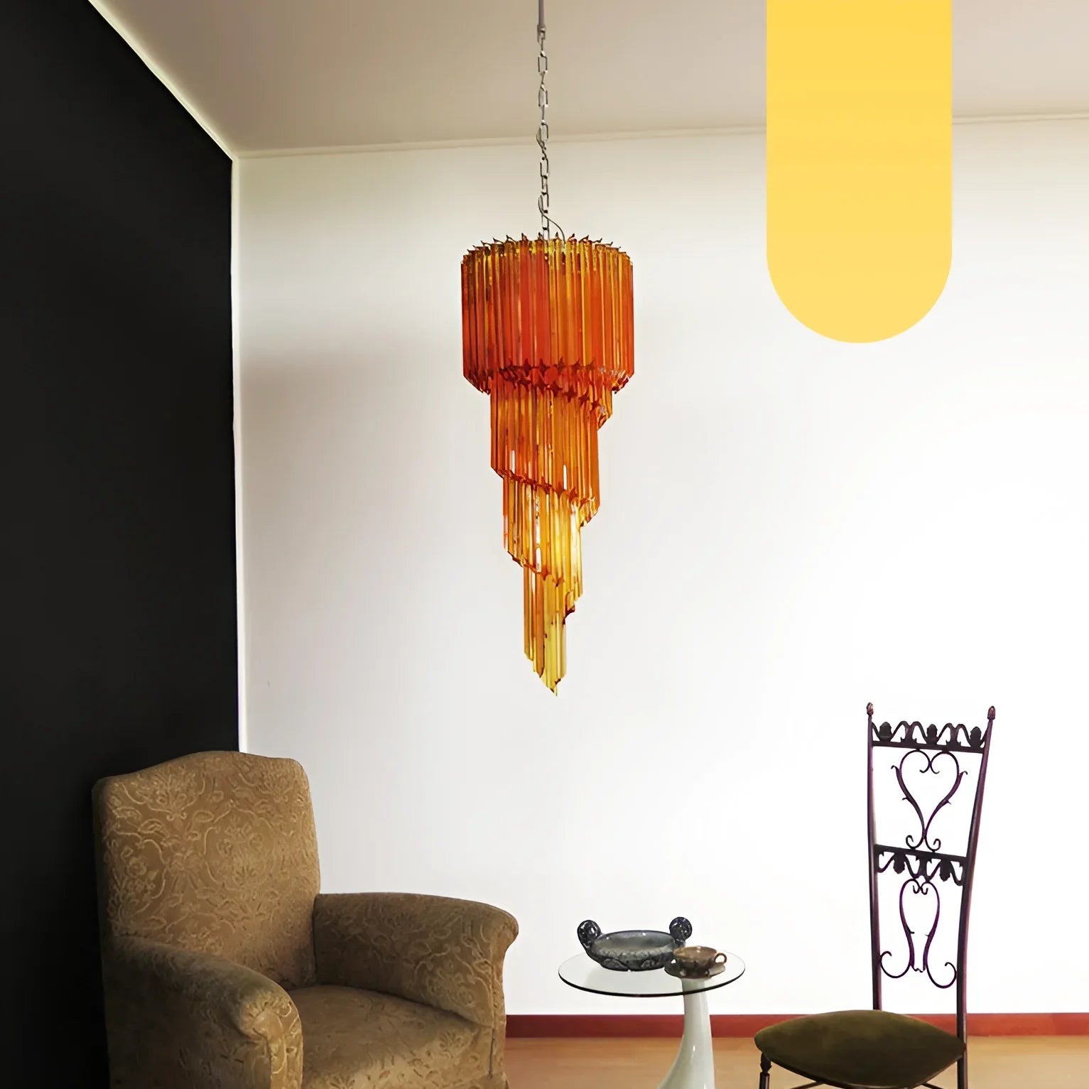 Murano Spiral Amber Prism Glass Chandelier product image