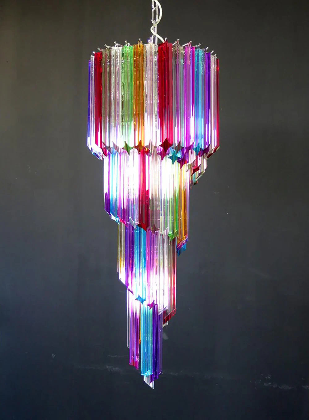 Murano Spiral Multicolor Prism Glass Chandelier product image