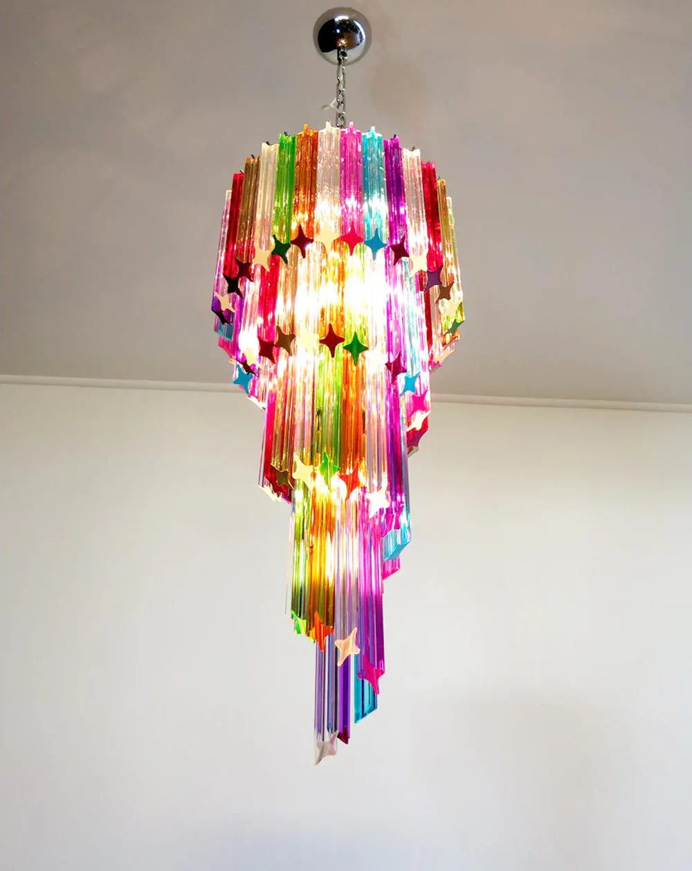 Murano Spiral Multicolor Prism Glass Chandelier product image