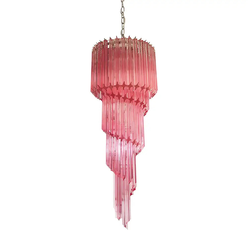 Murano Spiral Pink Prism Glass Chandelier product image