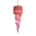 Murano Spiral Pink Prism Glass Chandelier by Bling Lighting Studio
